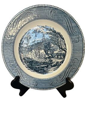 vintage MCM Currier & Ives "Old Grist Mill" 6 dinner plates